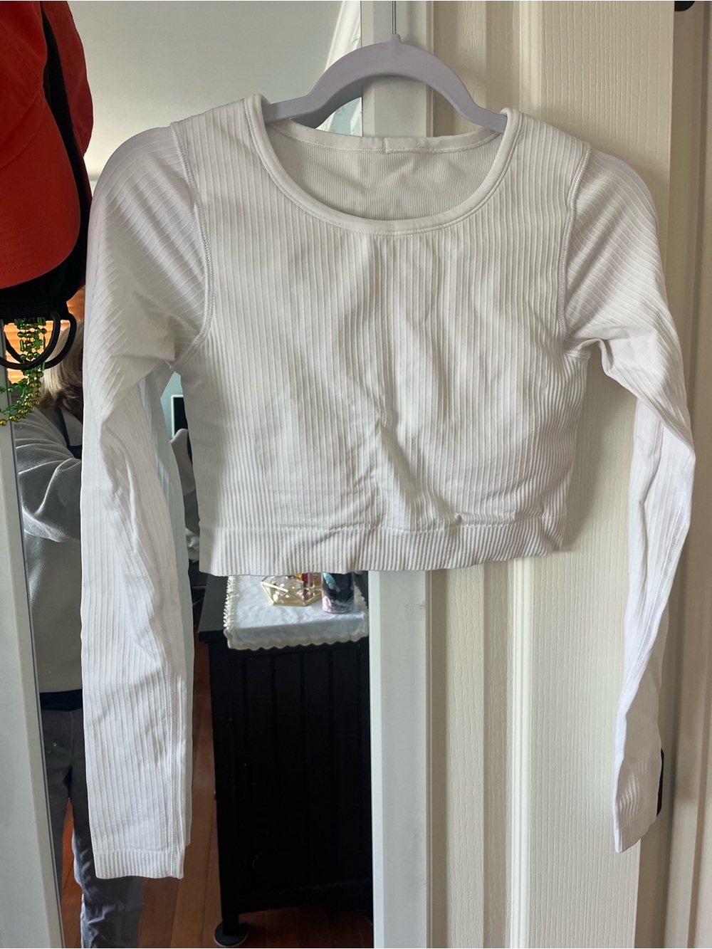 lululemon athletica White Ribbed Long-Sleeve Crop Top